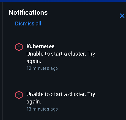 Docker Desktop 报错:Unable to start a cluster. Try again.