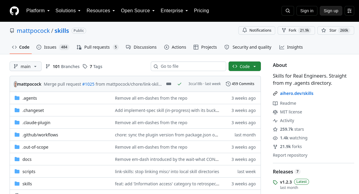 mattpocock/skills GitHub 星标截图